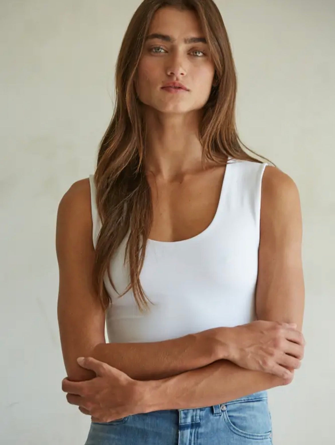 Double Layered Seamless Top | White