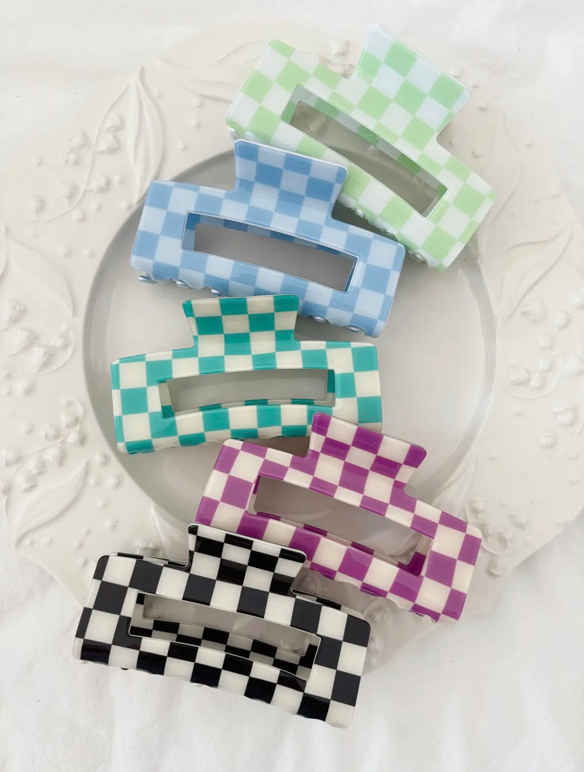 4” Checkered Hair Claw