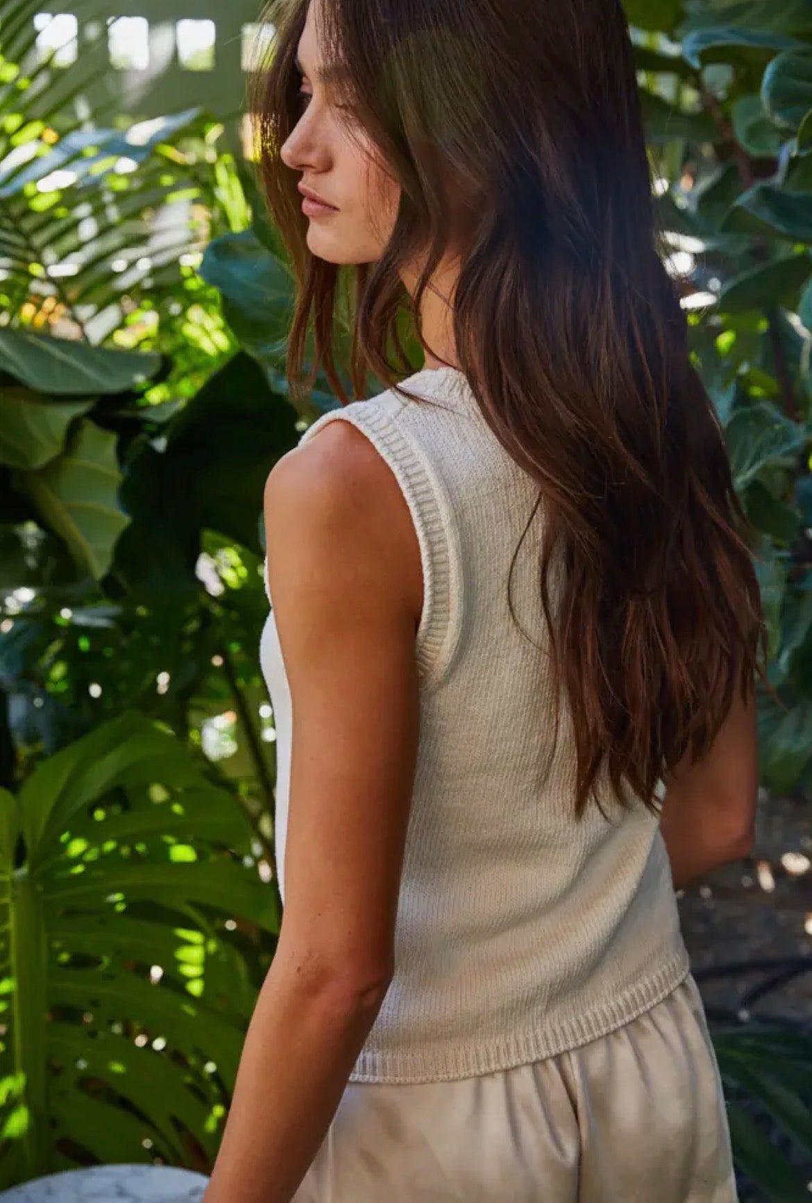 Knit Sweater Cotton Nylon
Sleeveless Top | Ivory