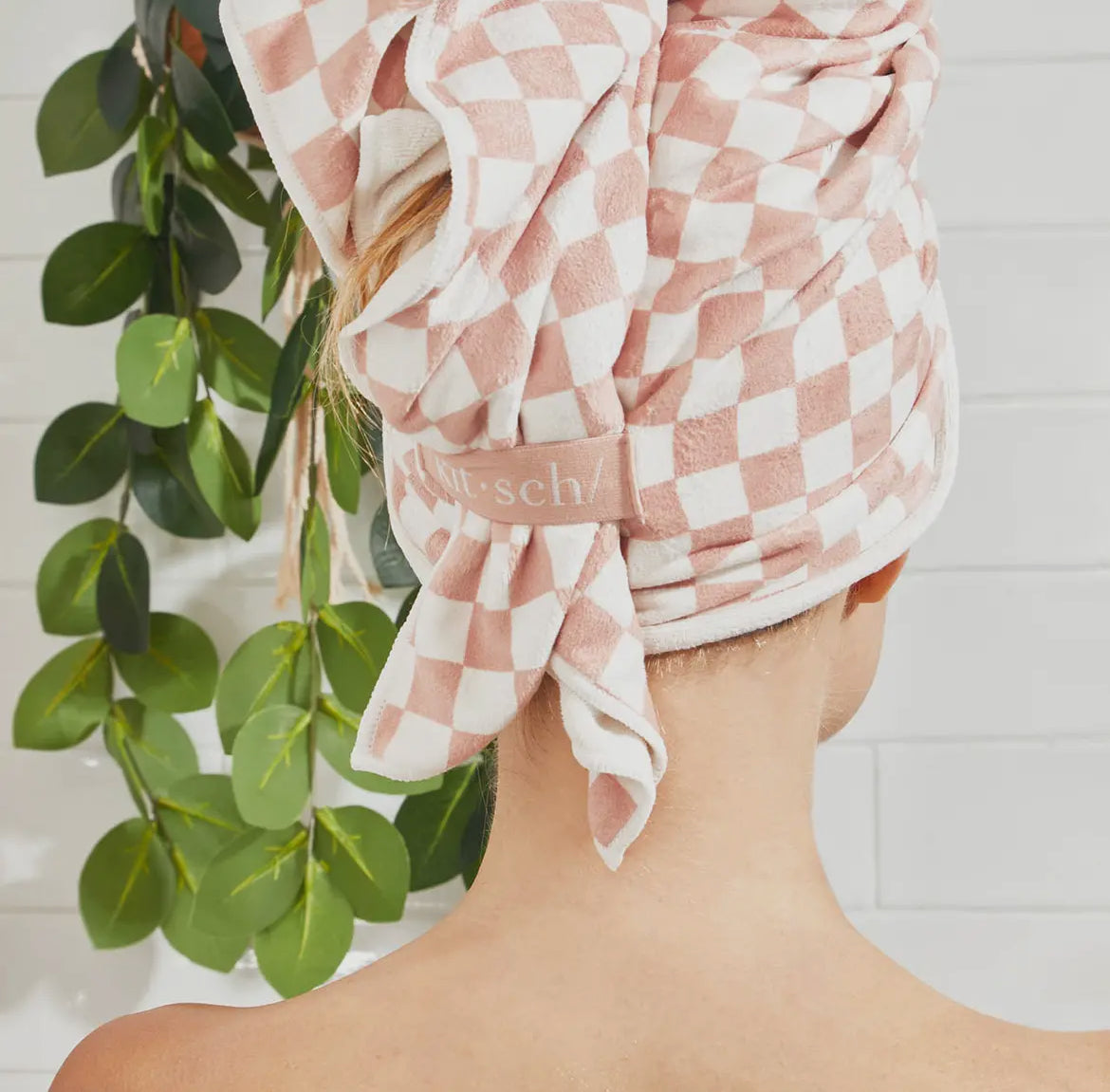 KITSCH | Extra Large Quick-Dry Hair Towel
Wrap | Terracotta Checker