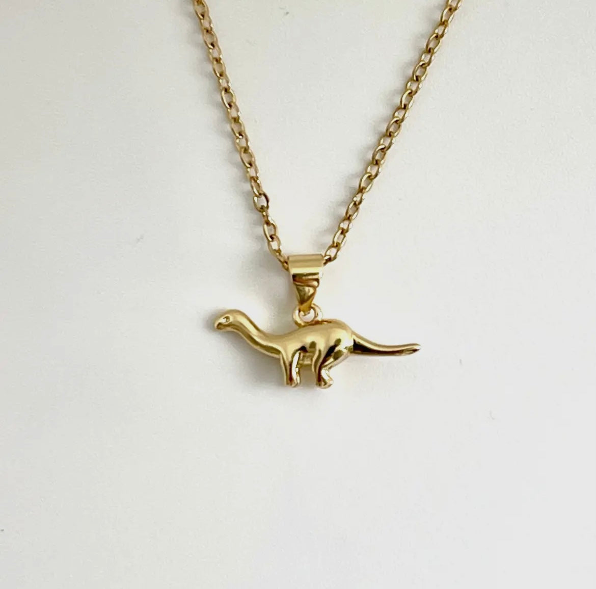 Dinosaur Gold Charm Necklace