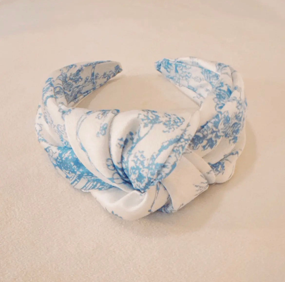 Blue + White Toile Knotted Headband