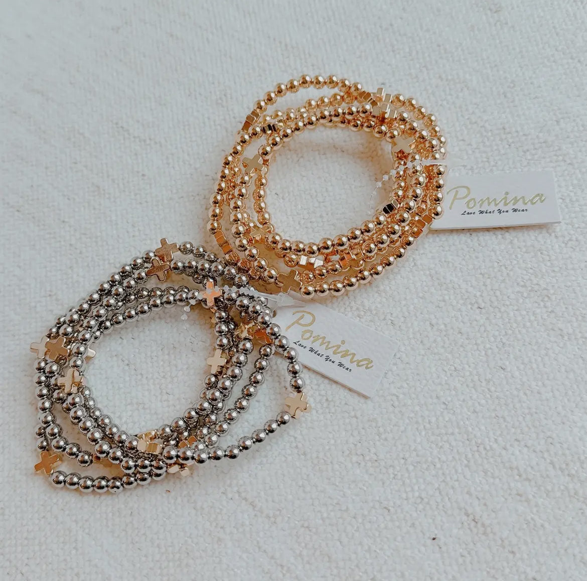 Bead + Crosses Stretch Bracelets | Single