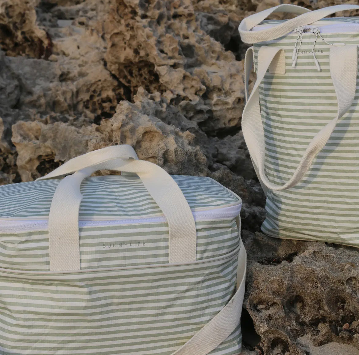Sunny Life | Light Cooler Bag | La Palma Sage Stripe