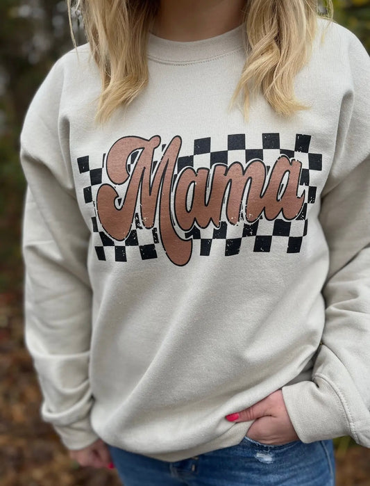 Retro Checkered Mama Sweatshirt