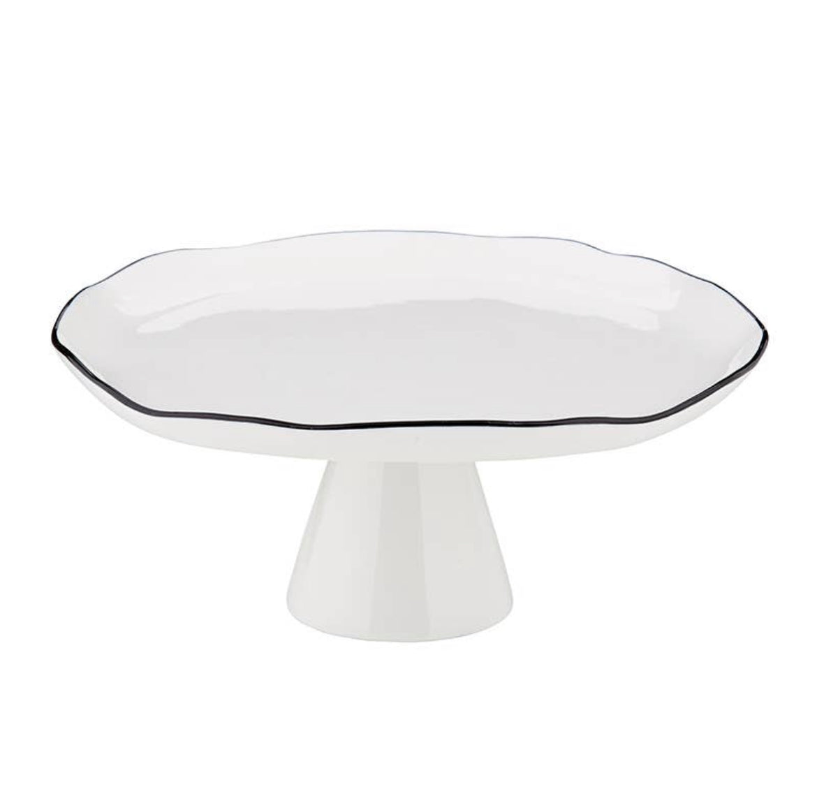Black Trimmed Pedestal Tray - Large