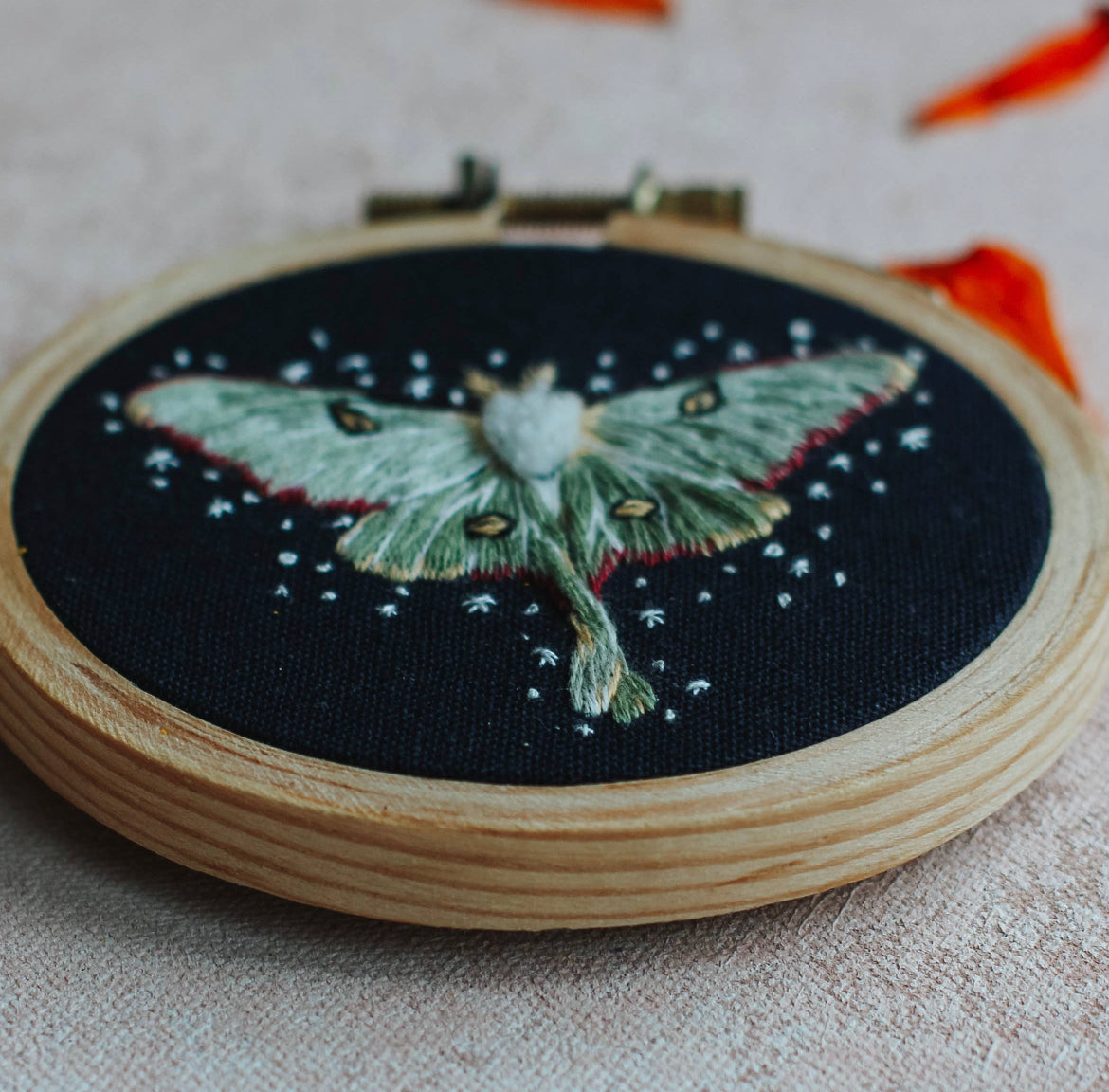Luna Moth Embroidery Kit