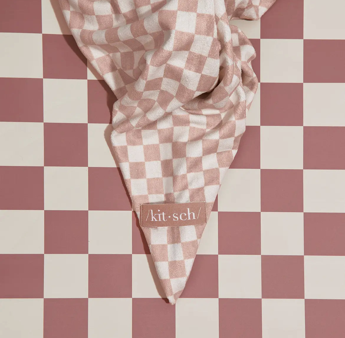 KITSCH | Extra Large Quick-Dry Hair Towel
Wrap | Terracotta Checker