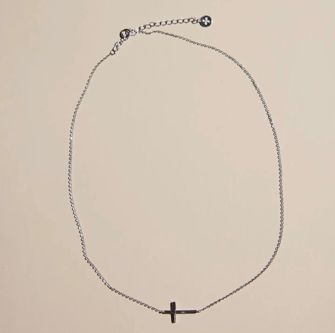 Nickel & Suede | Silver Waterproof Sideways
Cross Necklace