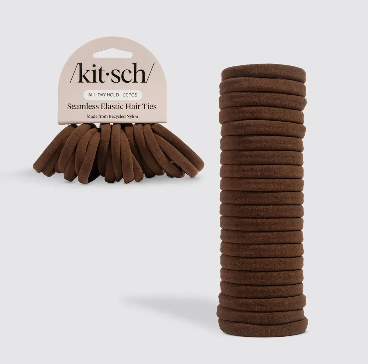 KITSCH | nylon hair elastics 20pc | Choloate