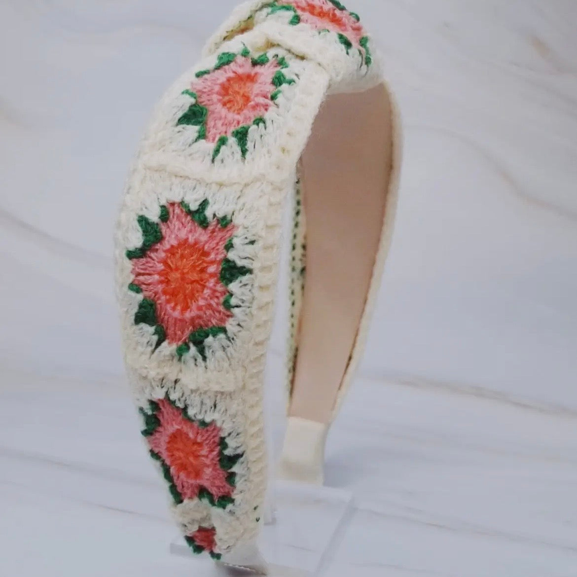 Vintage Rose Crochet Knotted Headband