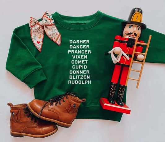 Reindeer Names | Kids Christmas Sweatshirt