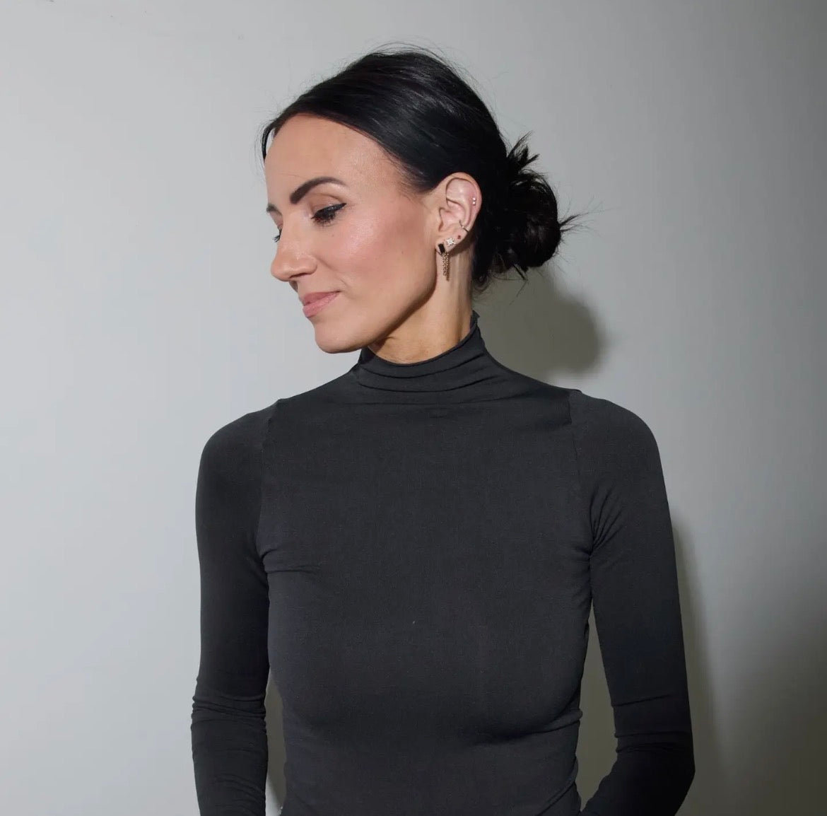 Nickel & Suede | Black Baguette Chain Drop
Stud Earrings