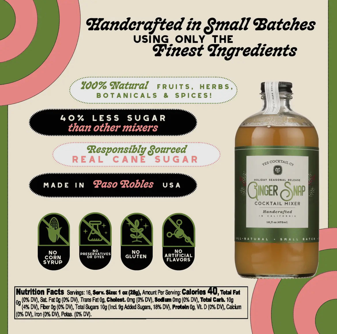 YES Cocktail Co. | Ginger Snap Cocktail Mixer