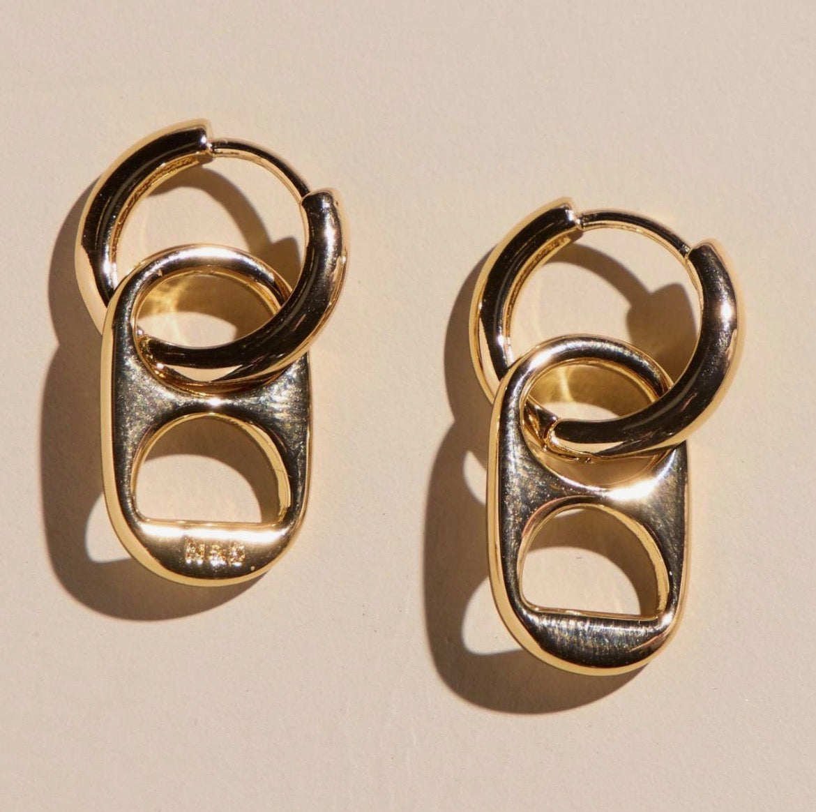 Nickel & Suede | Gold Soda Tab Huggie Earrings
