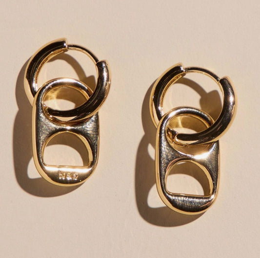 Nickel & Suede | Gold Soda Tab Huggie Earrings