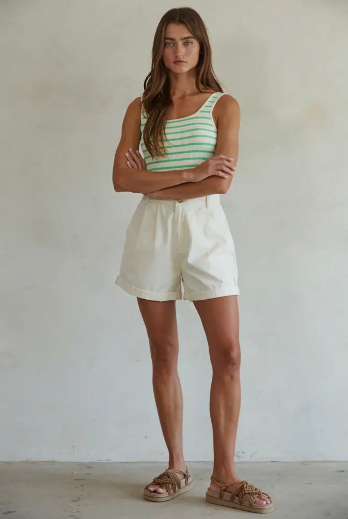 Knit Nylon Spandex
Seamless Ribbed Bodysuit | Cream + Green Apple
