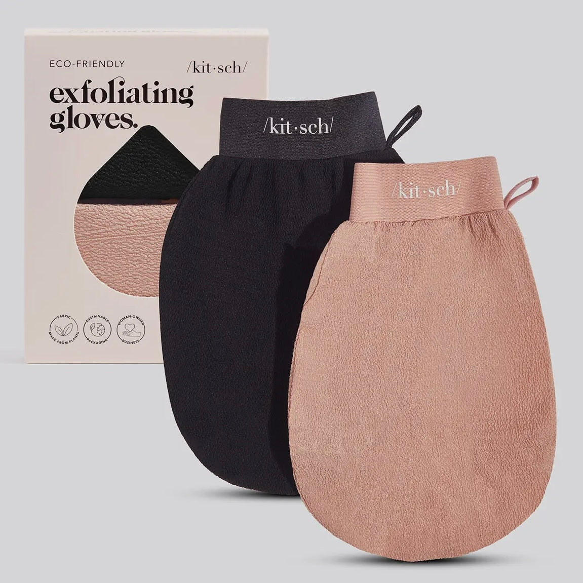 KITSCH | Exfoliating Gloves 2pc Set - Black & Terracotta