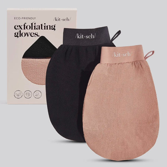 KITSCH | Exfoliating Gloves 2pc Set - Black & Terracotta