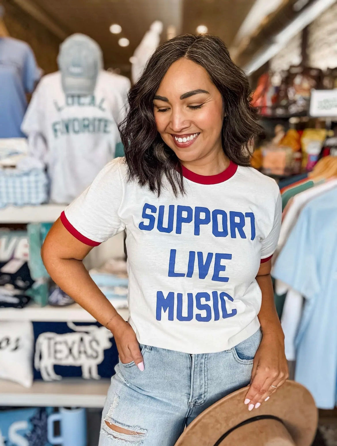Support Live Music Ringer Tee