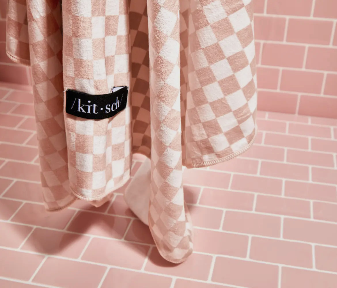 KITSCH | Extra Large Quick-Dry Hair Towel
Wrap | Terracotta Checker