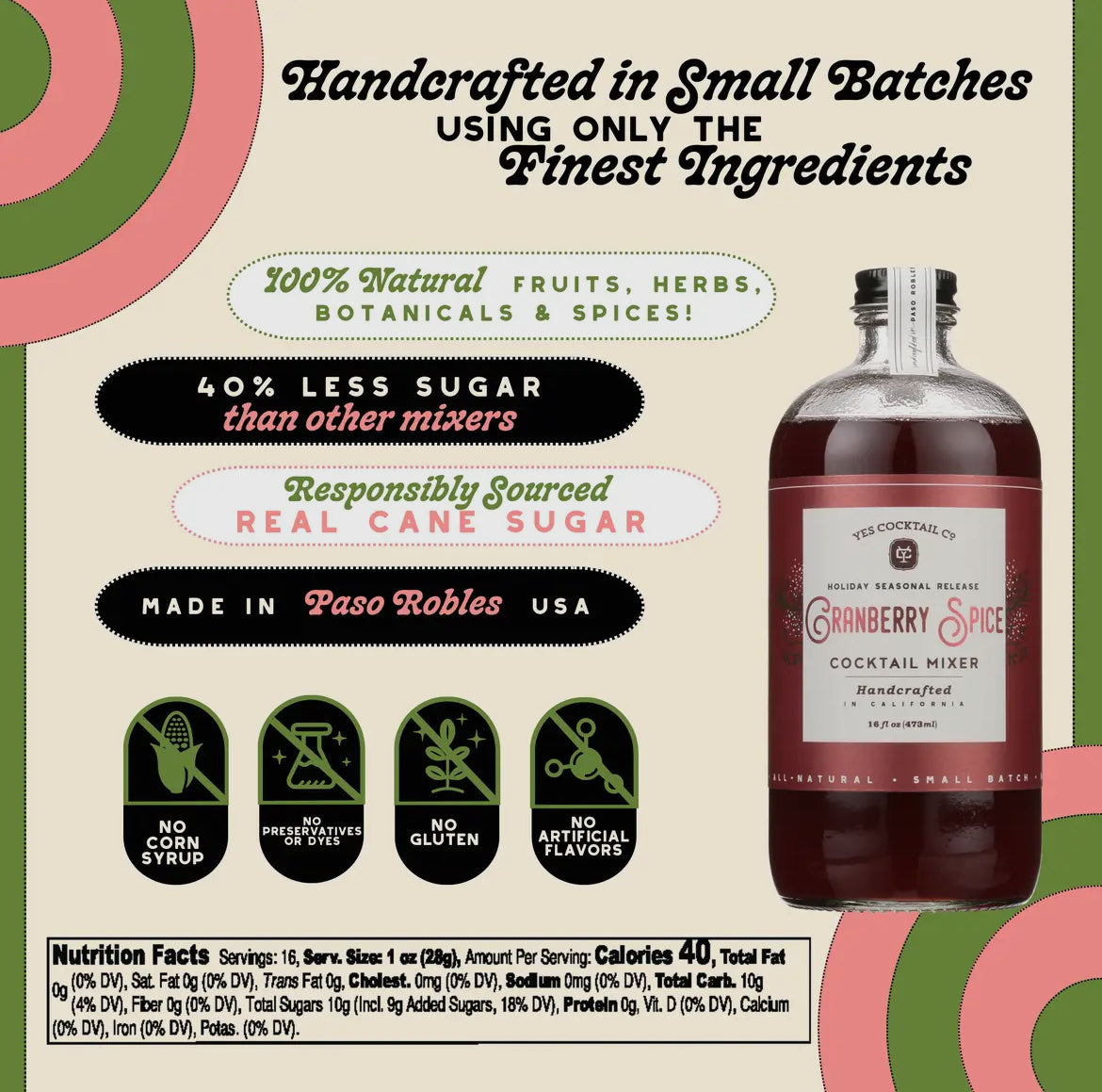 YES Cocktail Co. | Cranberry Spice Cocktail Mixer