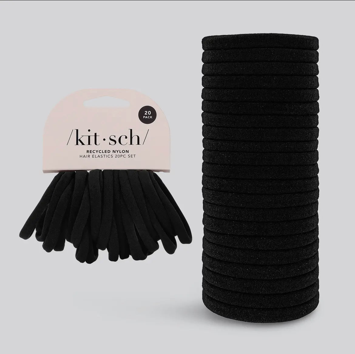 KITSCH | nylon hair elastics 20pc | Black