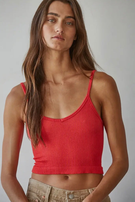 Knit Ribbed Seamless UV
Neck Brami | Tomato