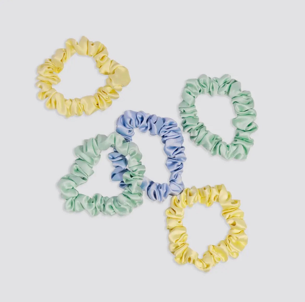 KITSCH | Ruched Satin Scrunchies 5pc Set - Coastal