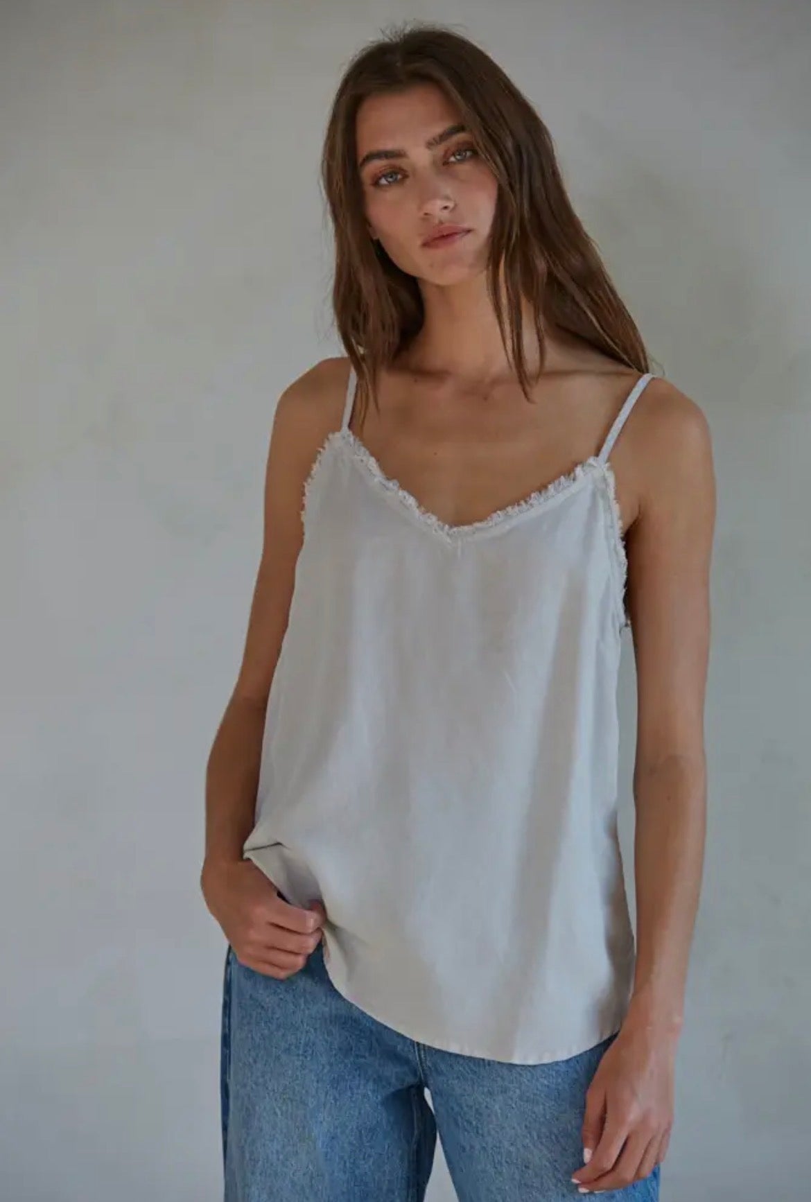 Woven Tencel Linen V-Neck
Spaghetti Strap Top