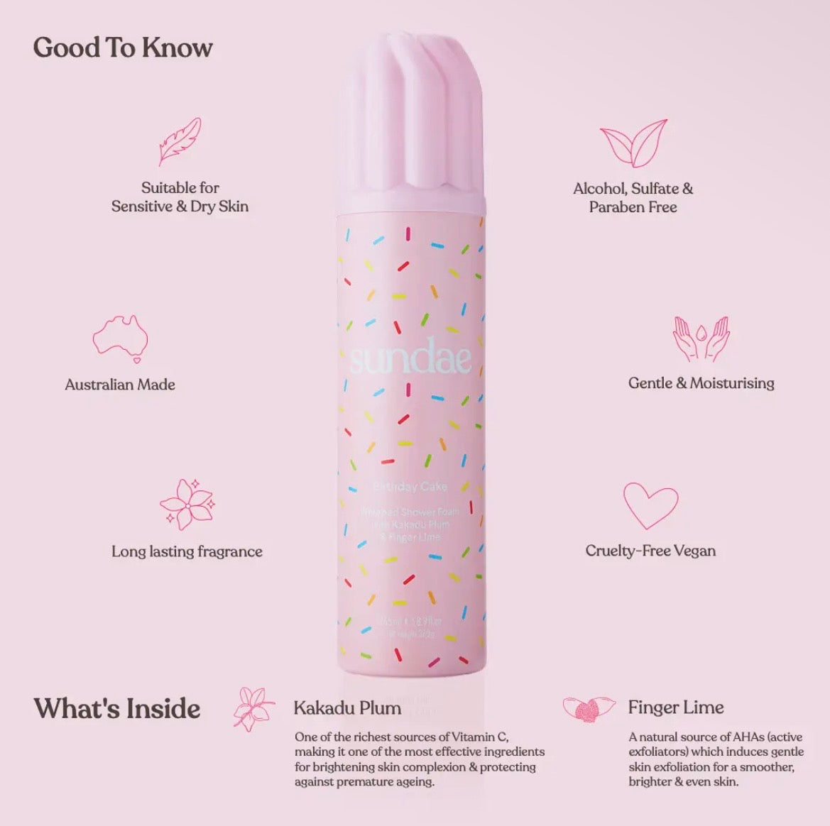 SUNDAE | Whipped Shower Foam Birthday Cake Body Wash