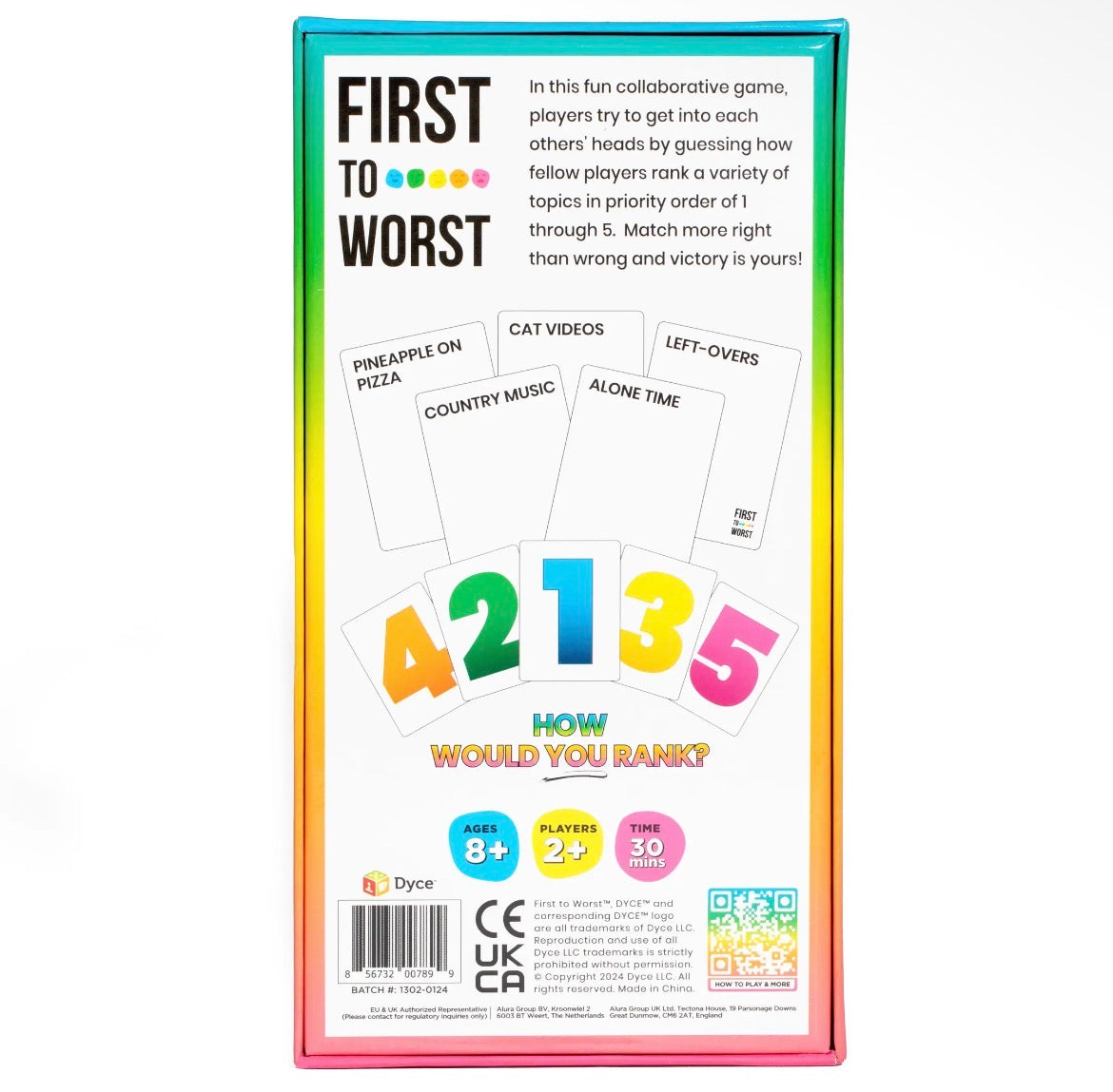 First to Worst | A Family + Friends Ranking Game