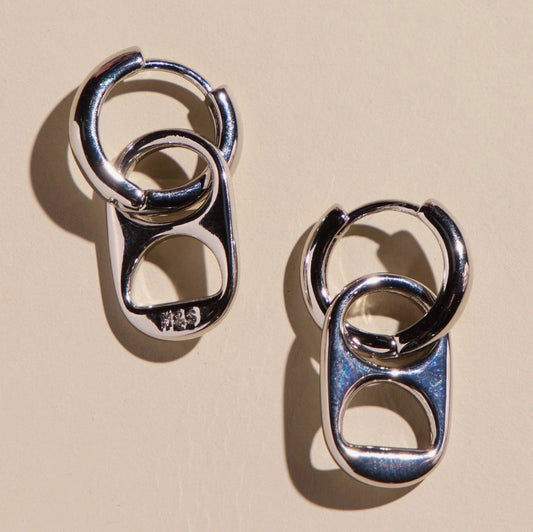Nickel & Suede | Silver Soda Tab Huggie Earrings
