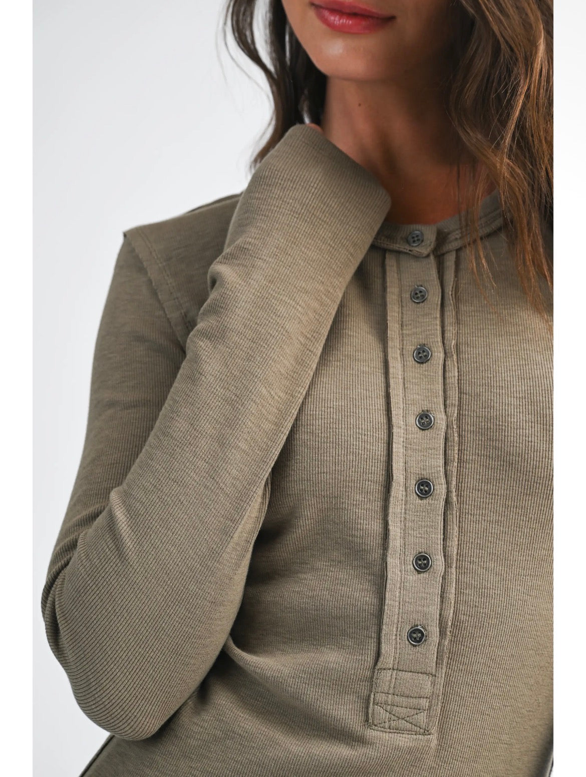 Henley Long Sleeve Top | Mocha
