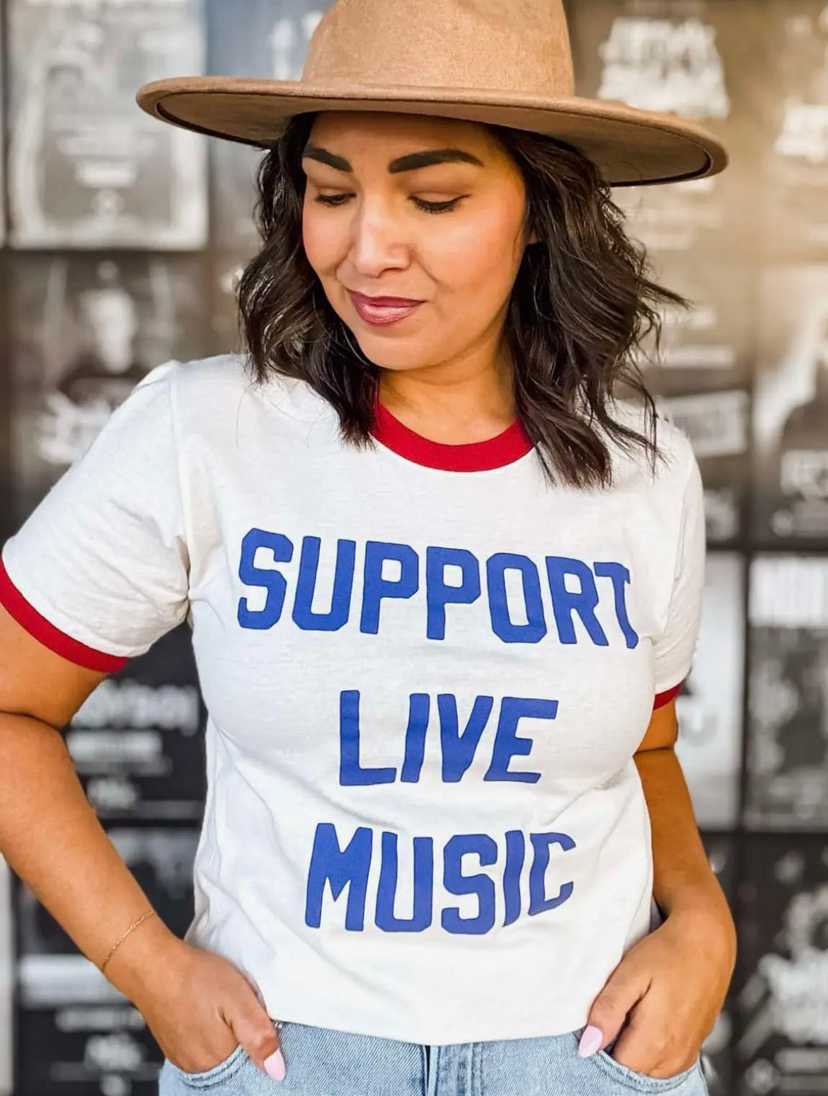 Support Live Music Ringer Tee
