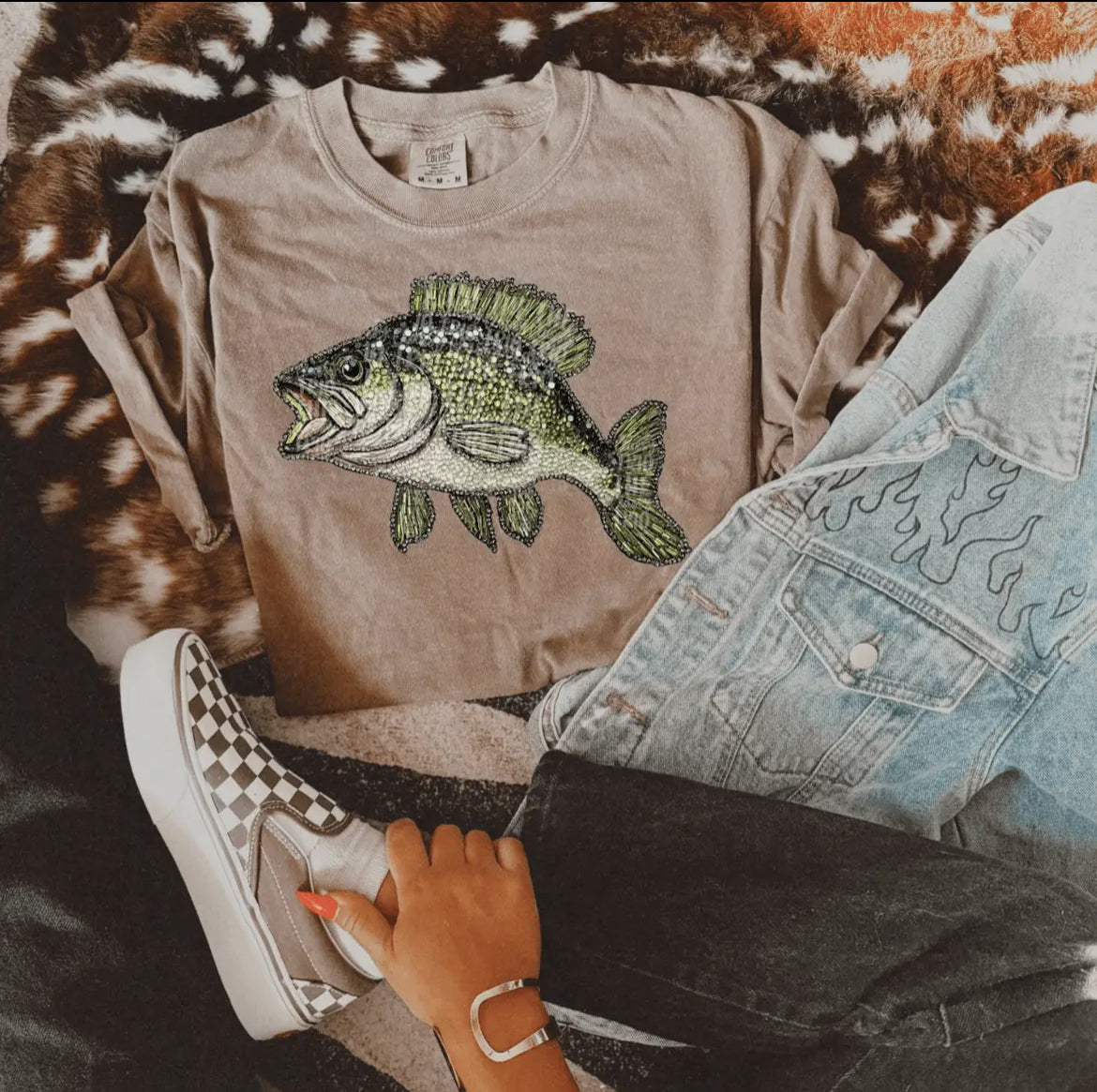 PREORDER | Faux Rhinestone Bass Fish Tee
