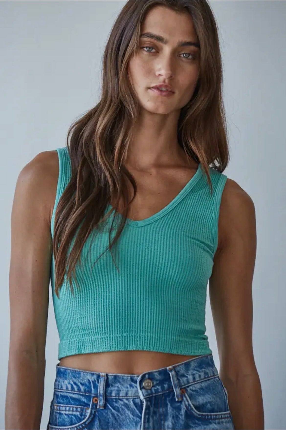 Seamless UV Neck Reversible Tank Top | Ash Moss
