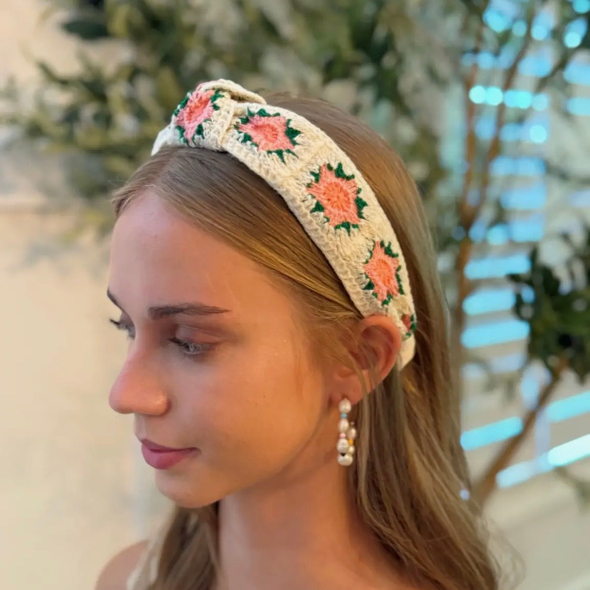 Vintage Rose Crochet Knotted Headband