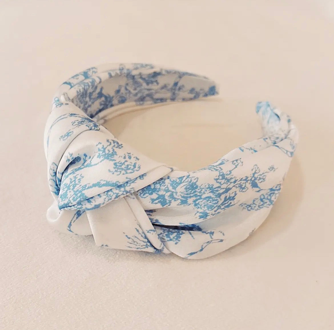 Blue + White Toile Knotted Headband