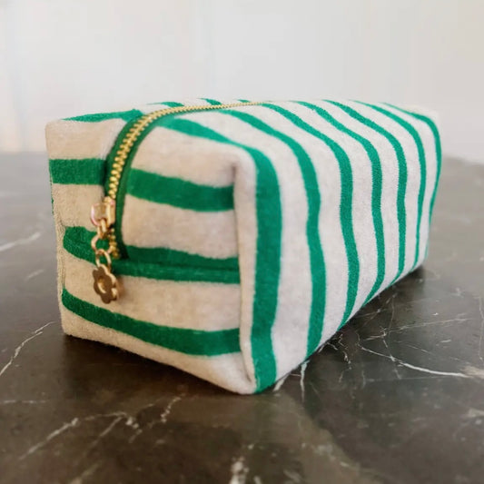 Terry Cloth Stripe Cosmetic Bag