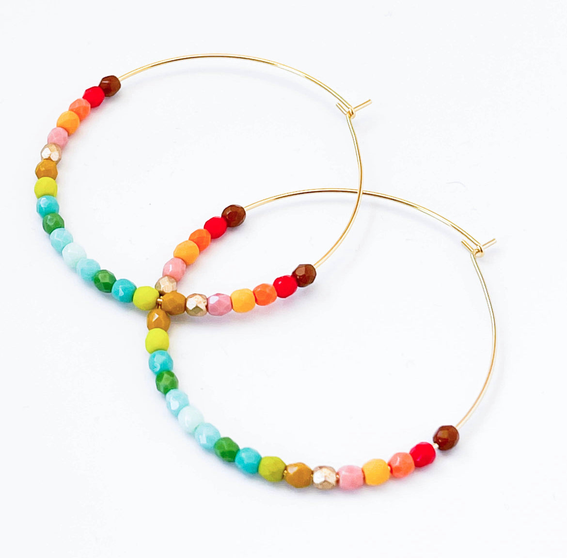 Large Ombre Beaded Hoops