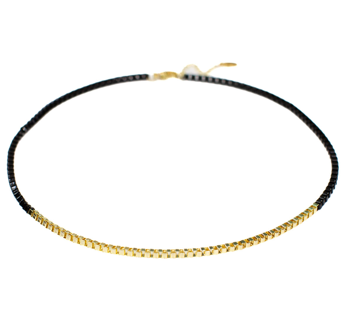 Black + Gold Box Link Necklace