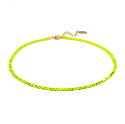 Neon Yellow Mini Chain Link Necklace