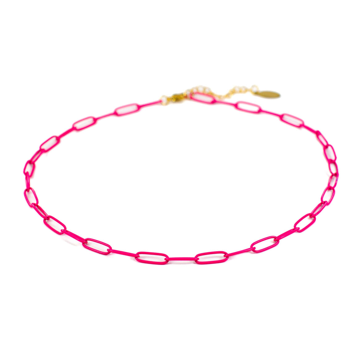 Neon Pink Paperclip Chain Necklace