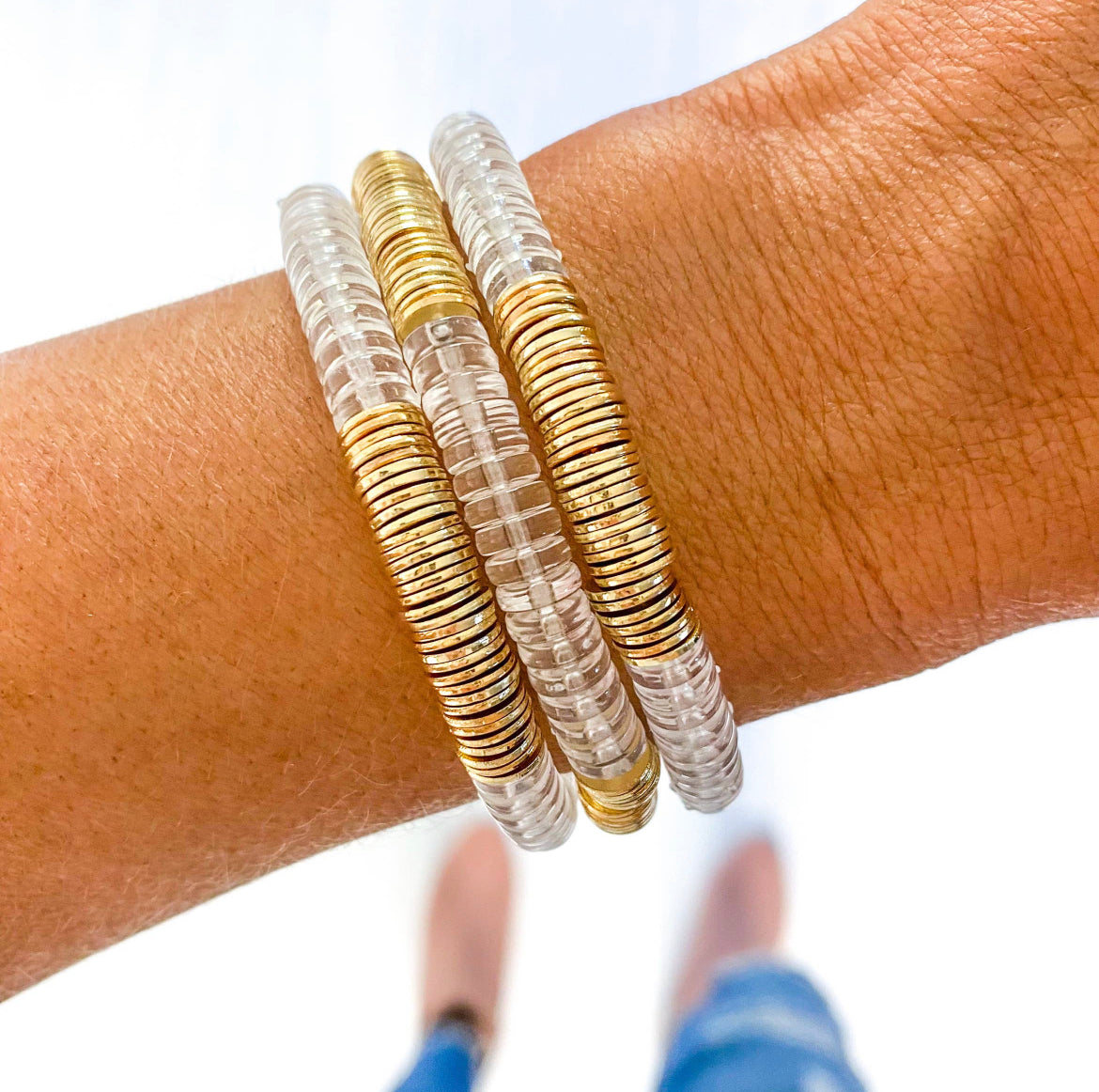 Clear + Gold Discs Bracelet