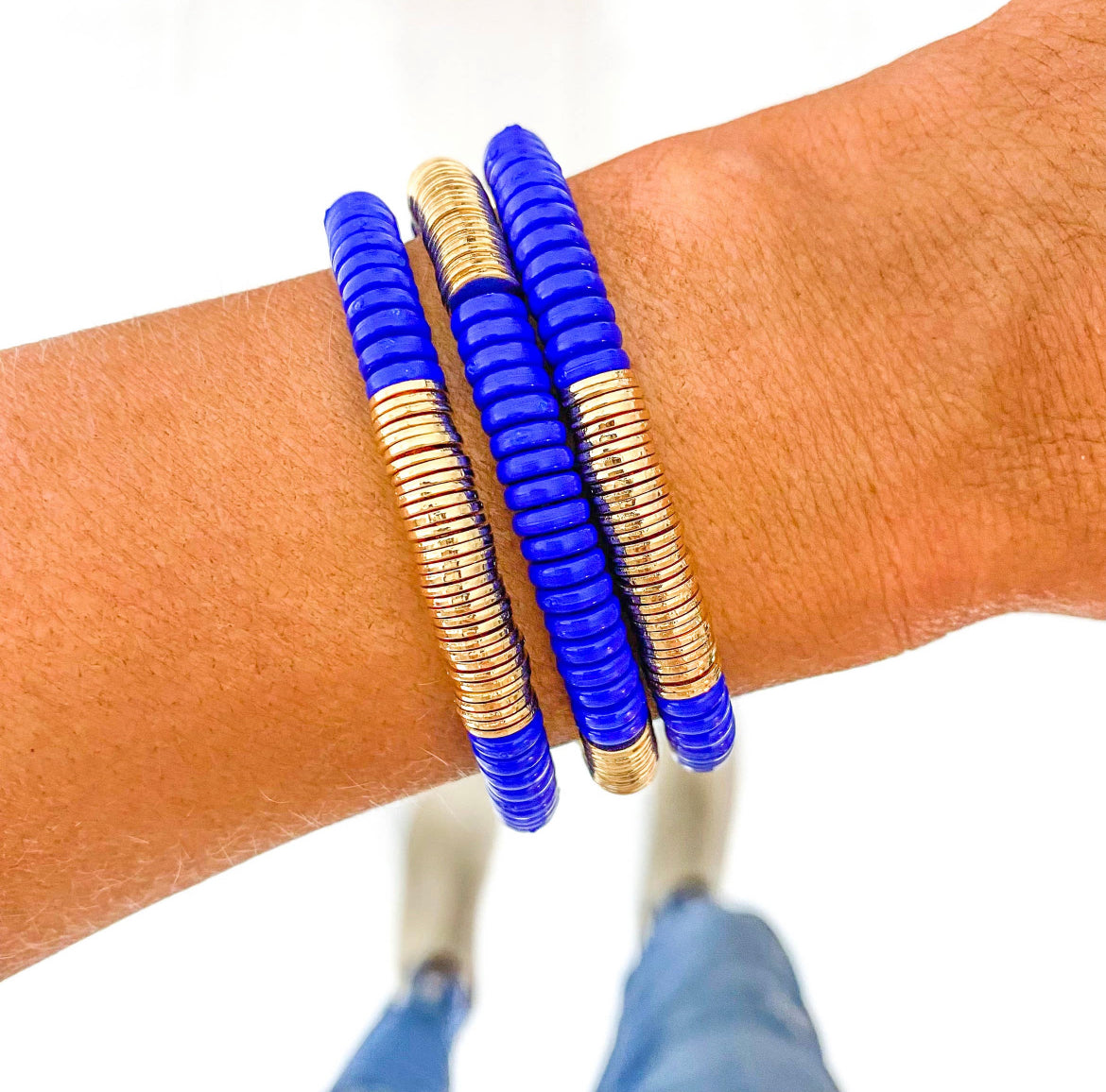 Blue + Gold Discs Bracelet