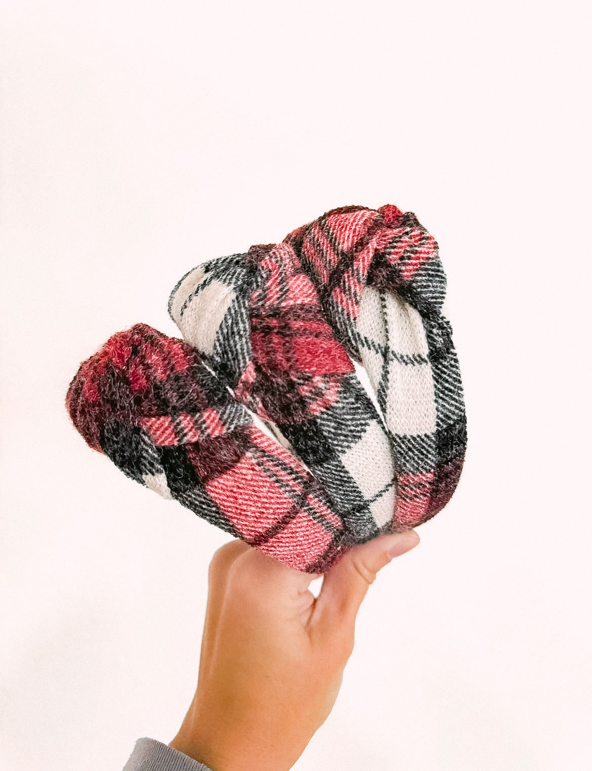 Cozy Plaid Top Knot Headband