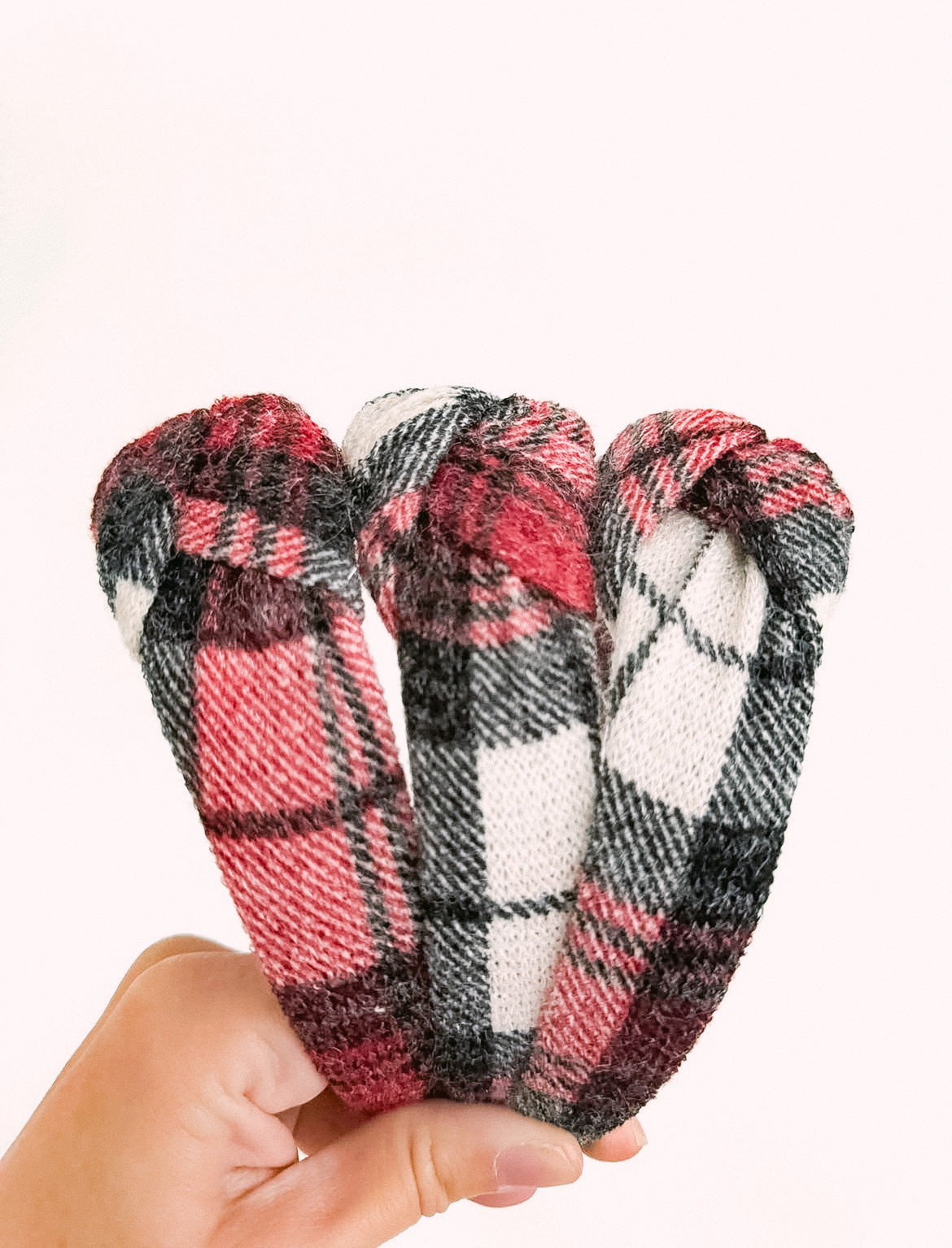 Cozy Plaid Top Knot Headband