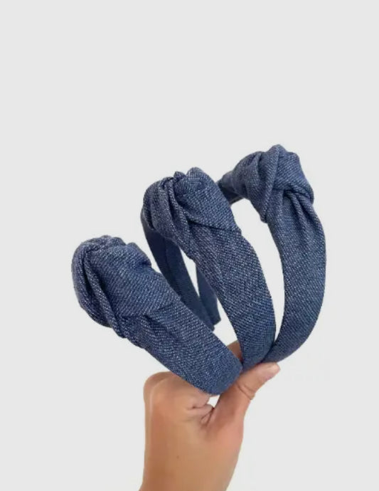 Denim Top Knot Headband