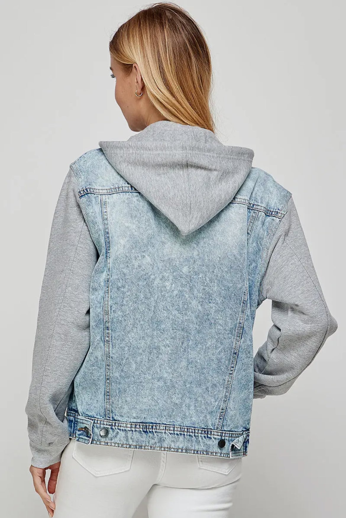 Denim Boyfriend Jacket | Detachable Hoodie